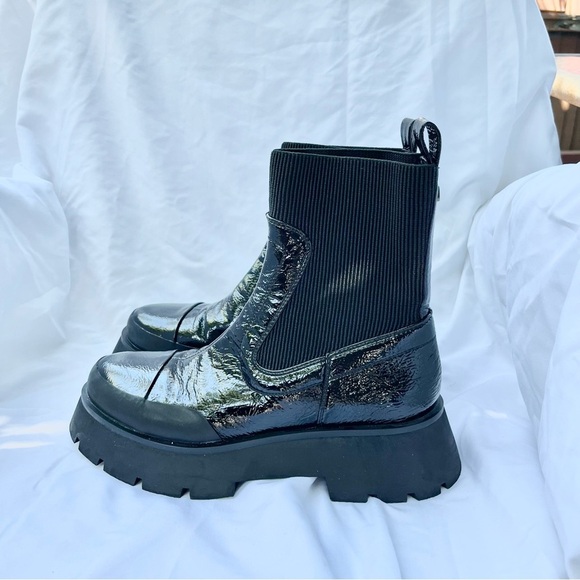 SAM EDELMAN | LARISSA BLACK ROUNDED TOE PULL ON CHUNKY HEEL PLATFORM BOOT SIZE 9 - Picture 5 of 9